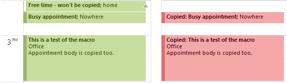 Use a macro to copy appointments