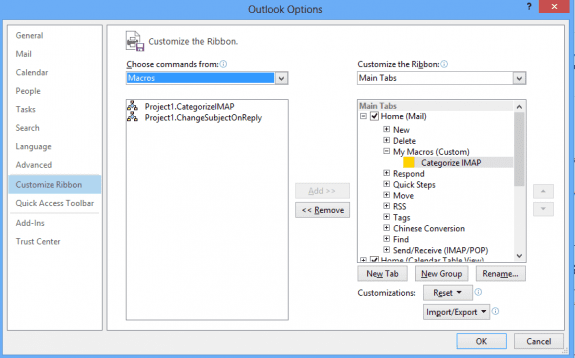 Customize Outlook 2010 and 2013 ribbon