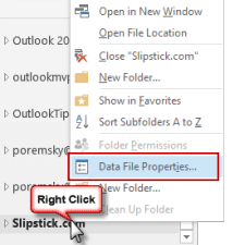 Outlook's Data File Property command