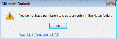 Do not have permission to create this item error
