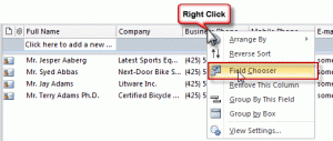 right click and choose field chooser