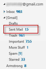 GMail Sent Folder in Outlook 2013