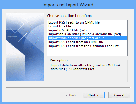 come aprire il file wab in Outlook 2010
