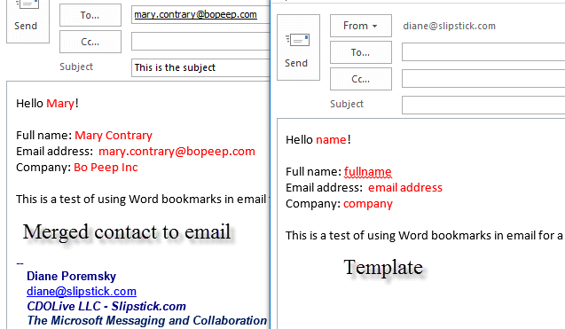 Merge to email using only Outlook