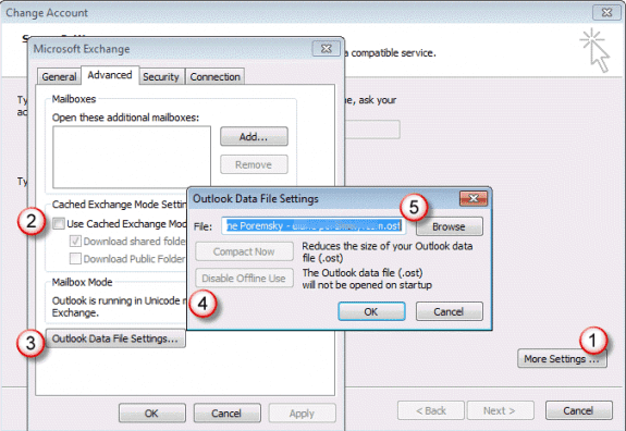 Move the cached Exchange ost file in Outlook 2010 and older