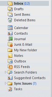 Outlook 2010's folder list order