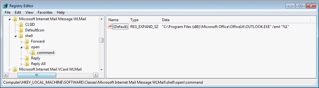 voir les fichiers eml ici dans Outlook 2007 windows 7