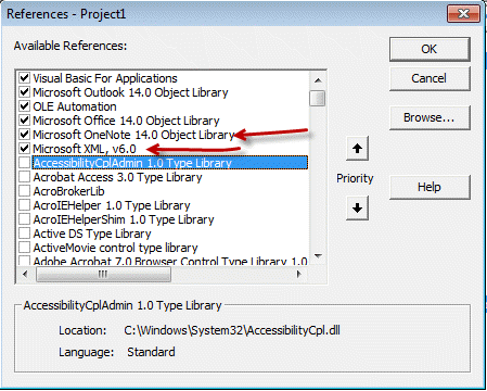 Remember to set the references to OneNote and XML libraries