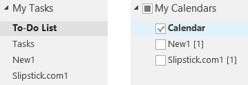 Task and Calendar names in Outlook