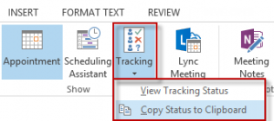 Use the Copy in Clipboard command to get tracking details in Outlook 2010 and up
