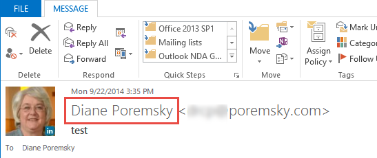 Display name in email